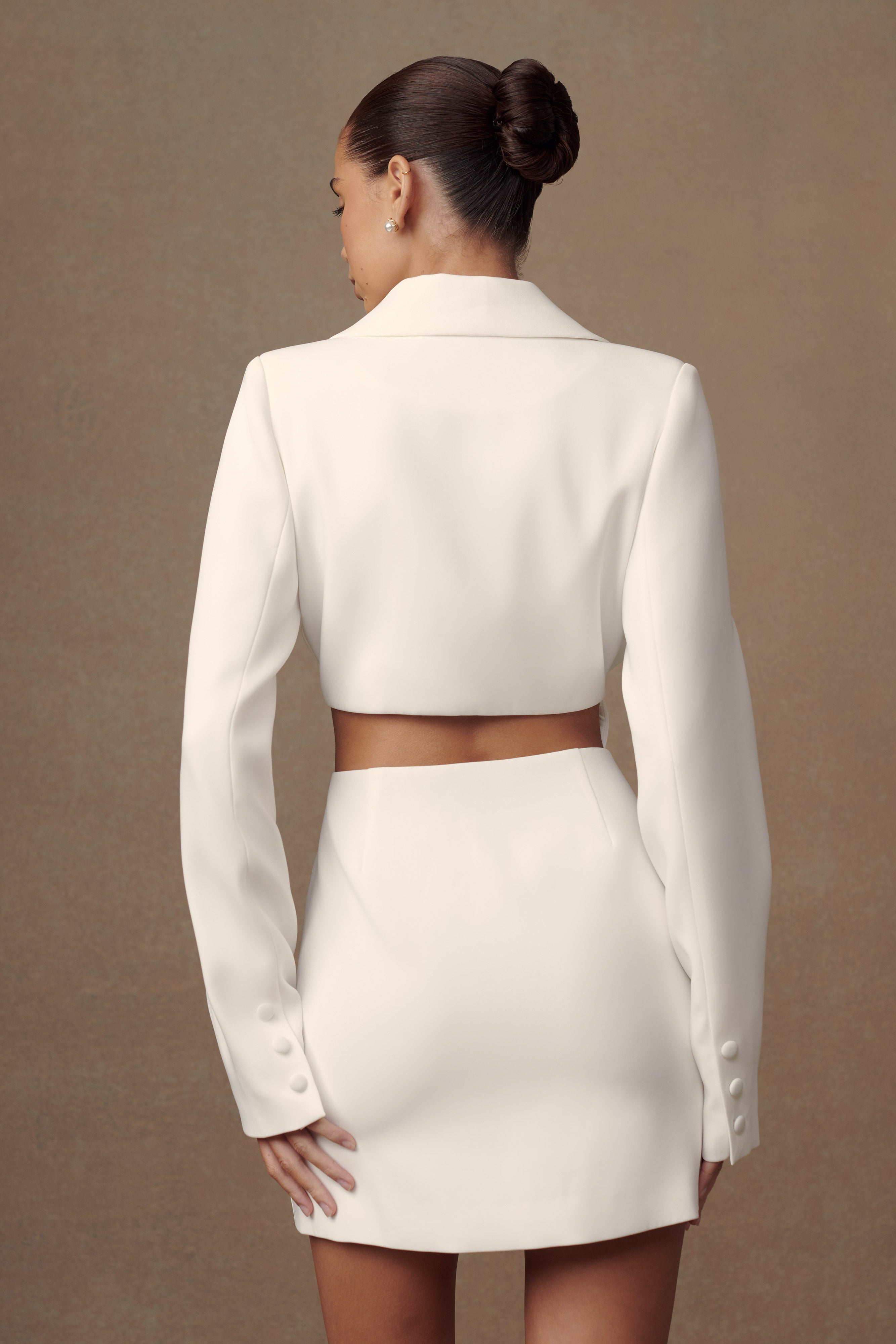 Trinity Krep Blazer Elbise - Beyaz