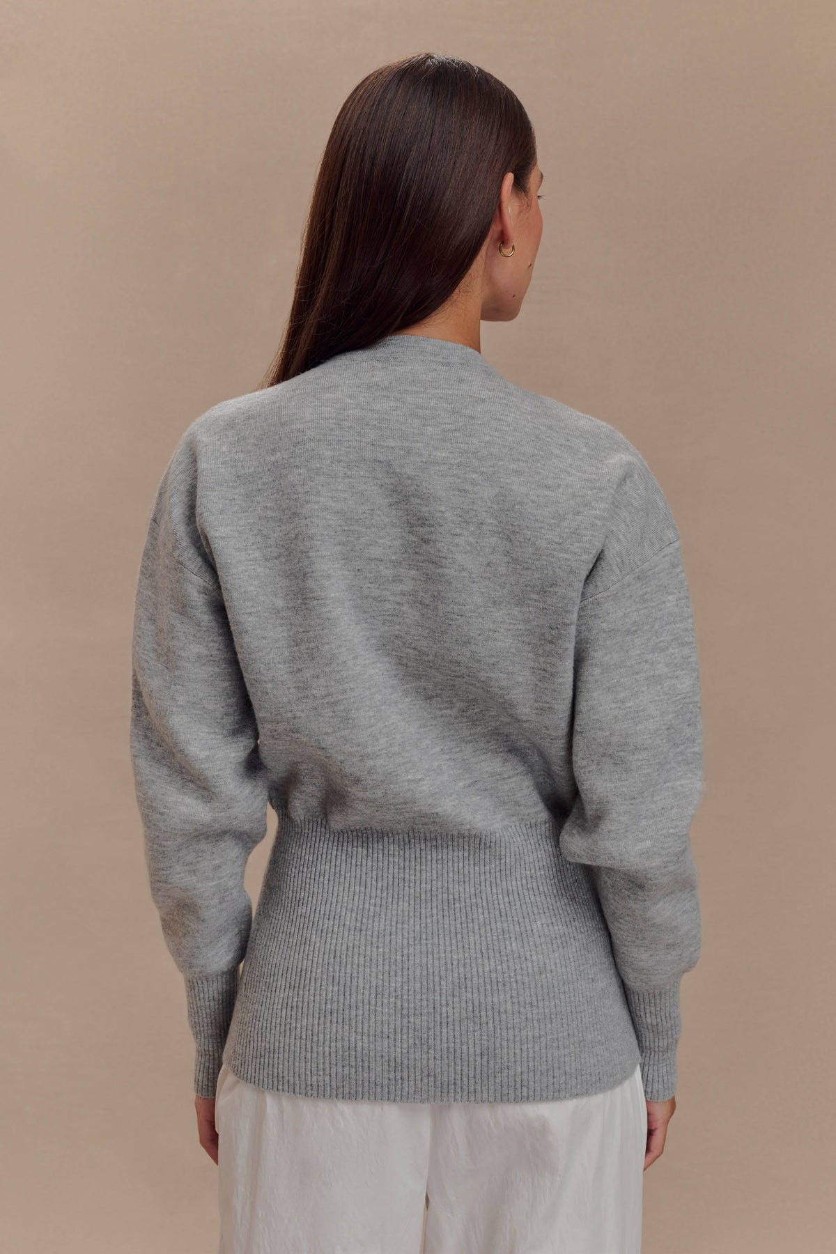 Alexia Düğmeli Oversize Hırka - Gri Marle