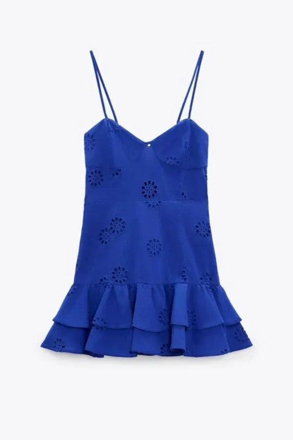 Azure Elegance Kuşgözlü Mini Elbise