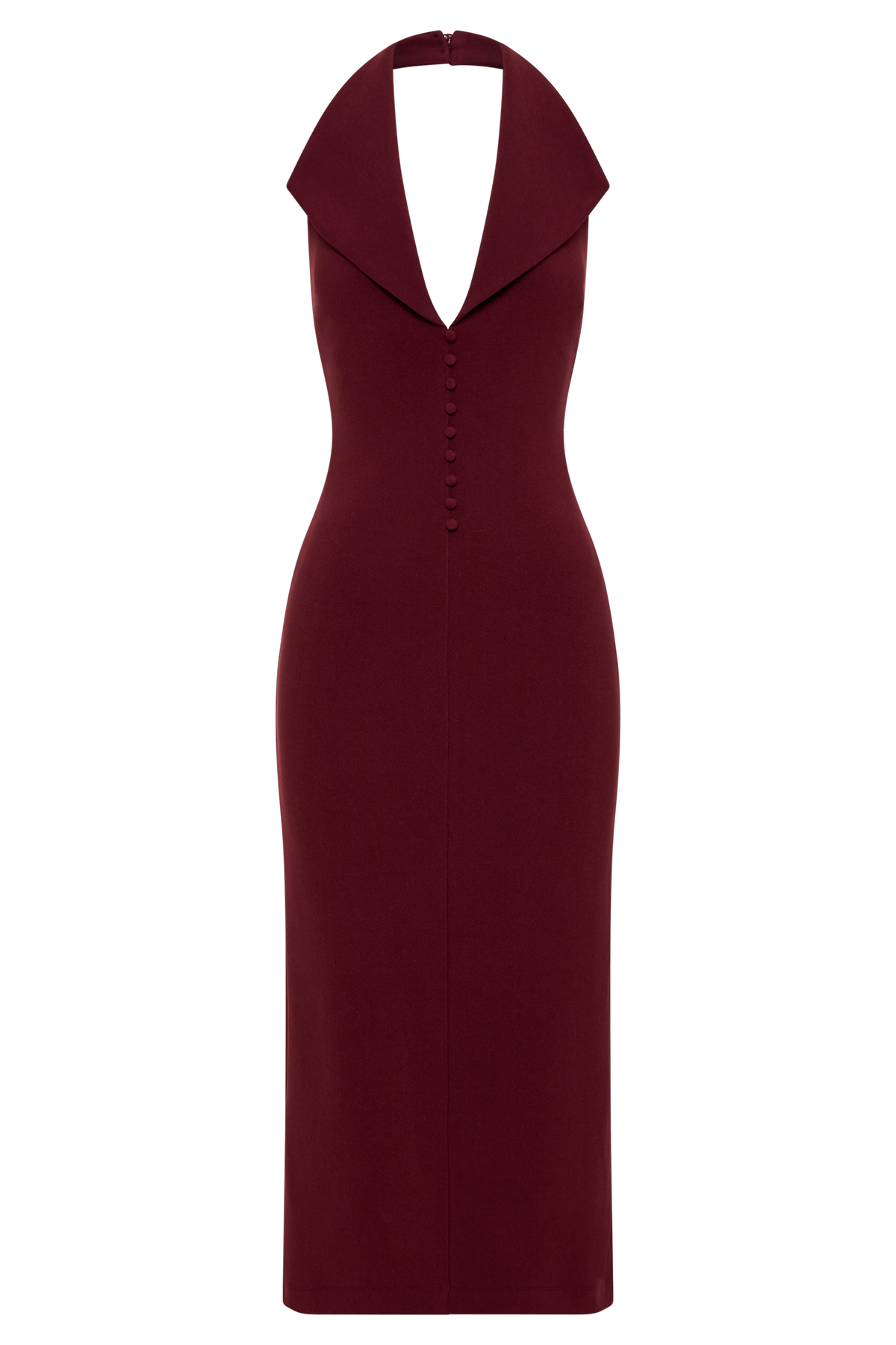 Annita Krep Boyundan Bağlamalı Midi Elbise - Merlot