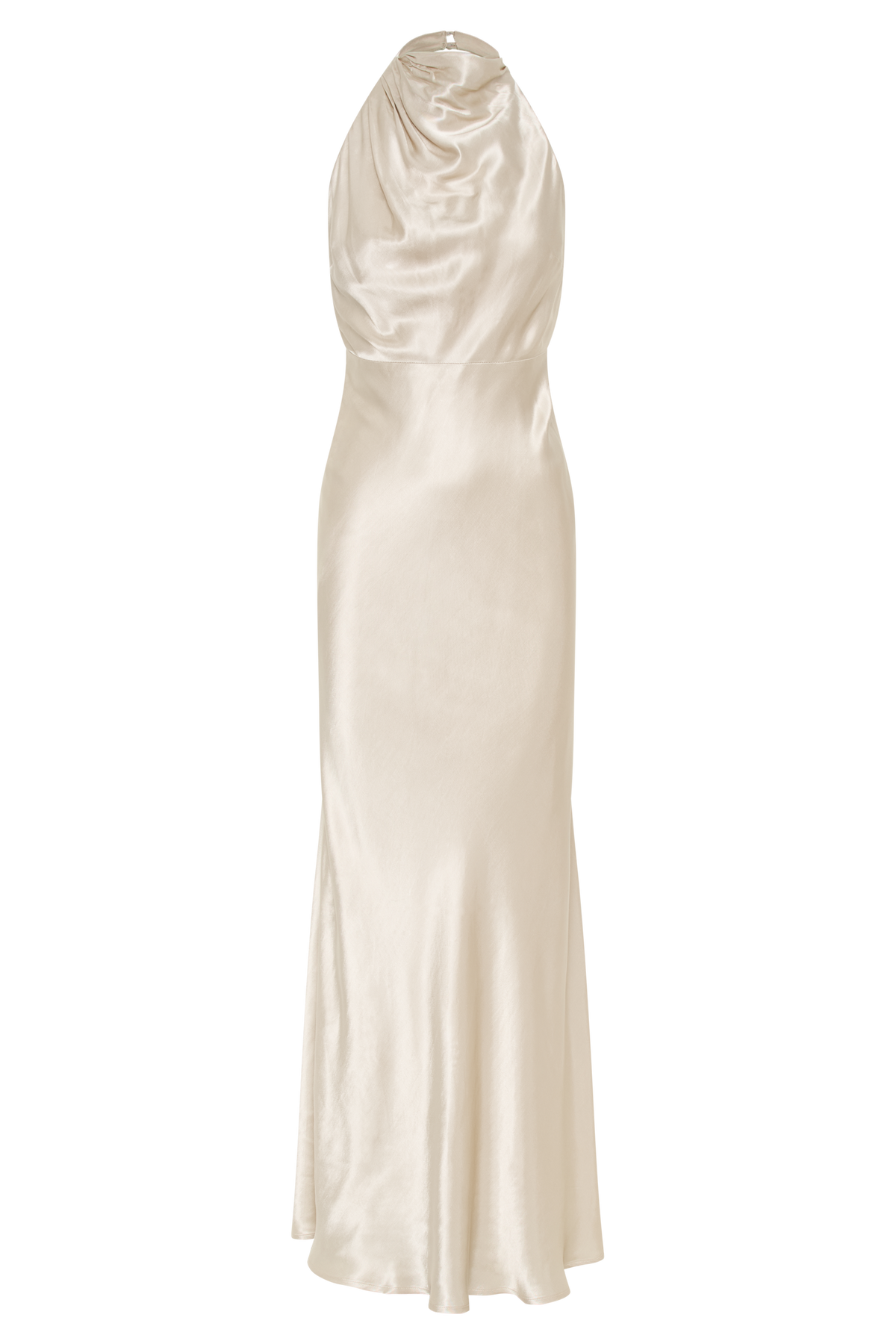 Esther Yanardöner Saten Cowl Maxi Elbise - Altın