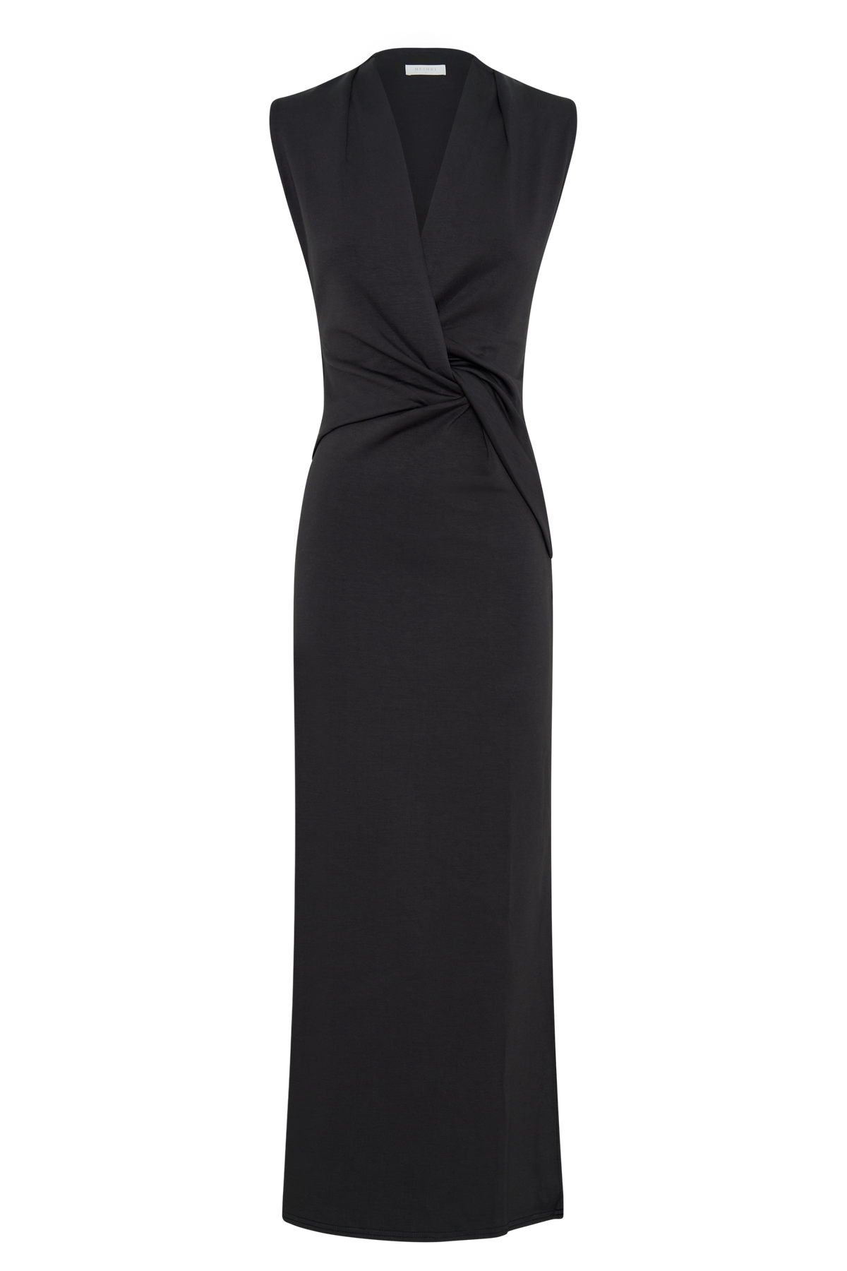 Lorelei Krep Twist Midi Elbise - Koyu Kömür