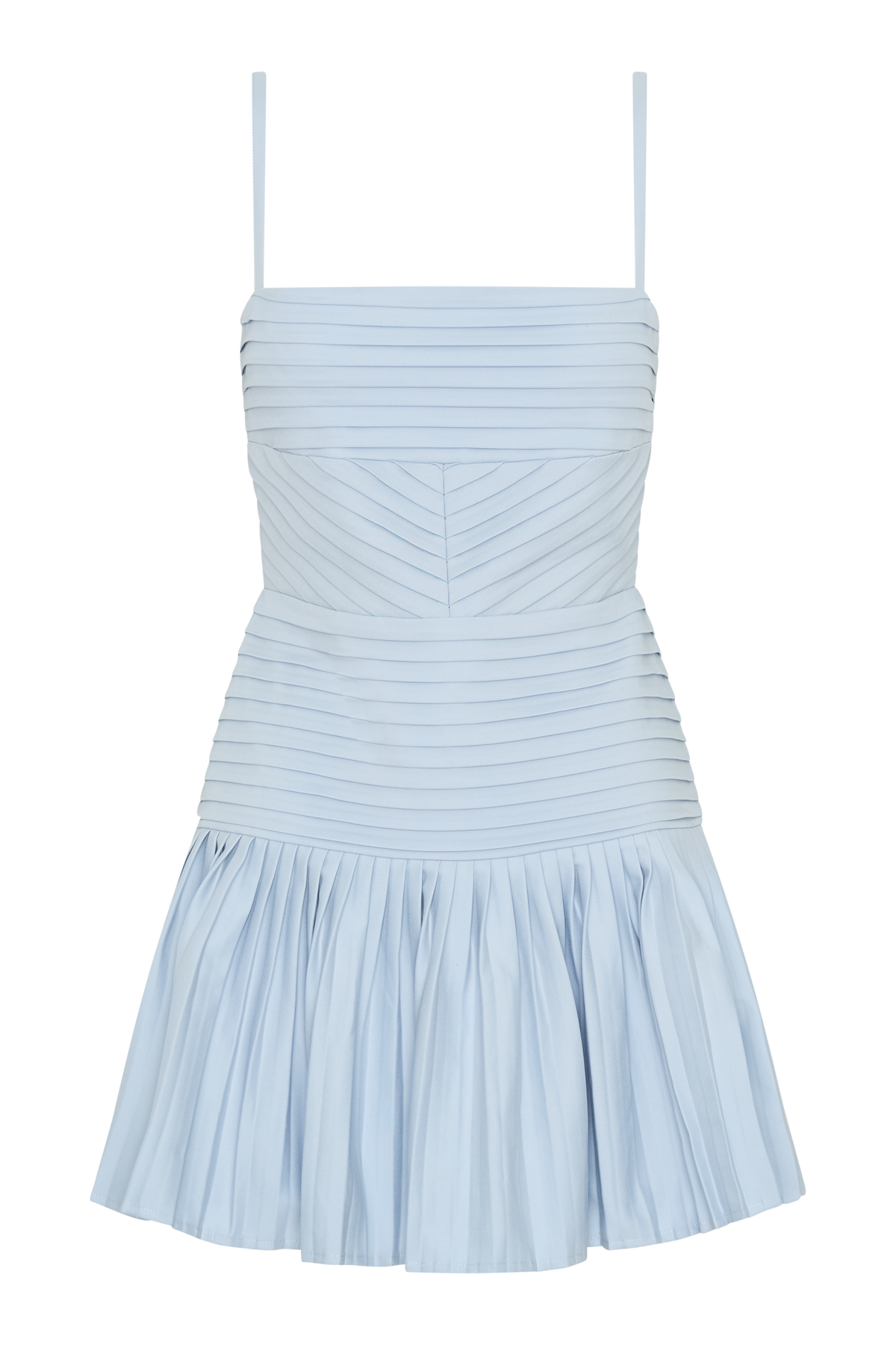 Rylee Multi Plise Mini Elbise - Buz Mavisi