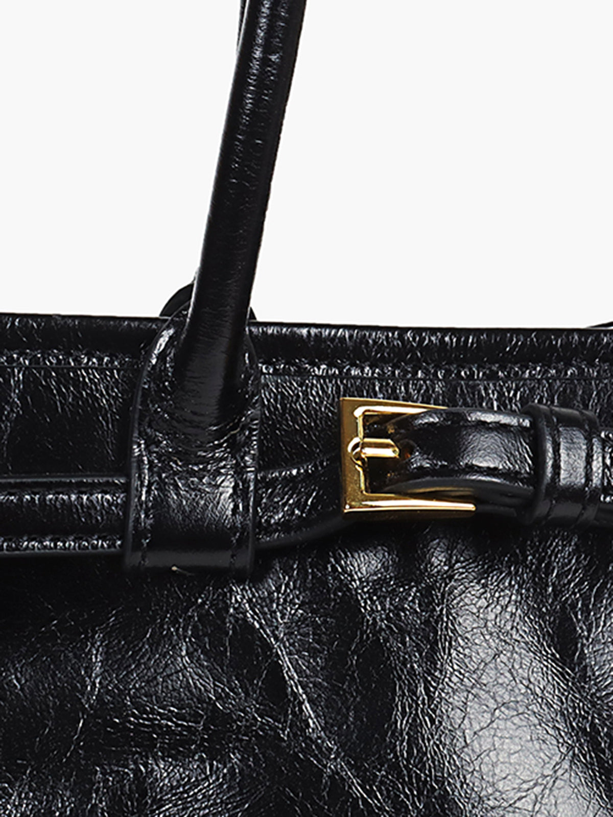 Vintage Kemer Detaylı Yumuşak Çanta Siyah