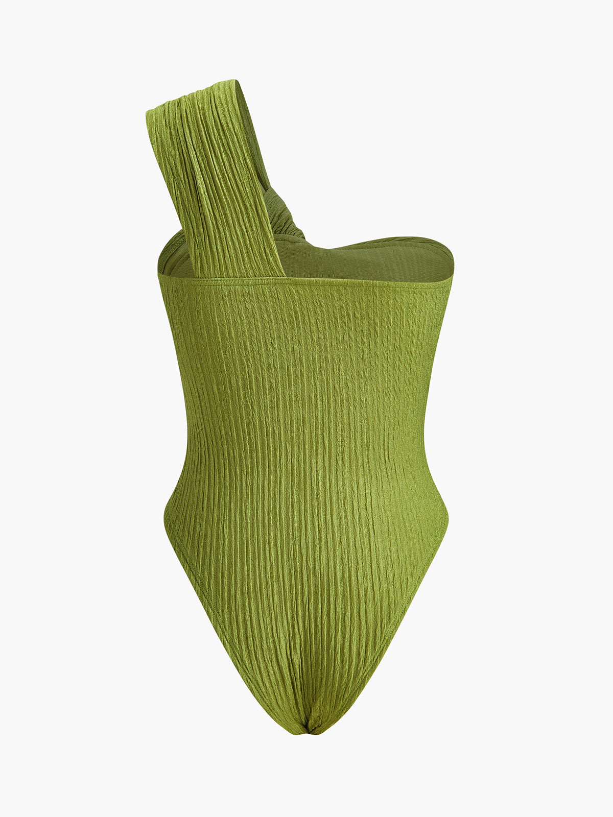 Tek Omuzlu Düğüm Detaylı Bodysuit Yeşil Slim Fit