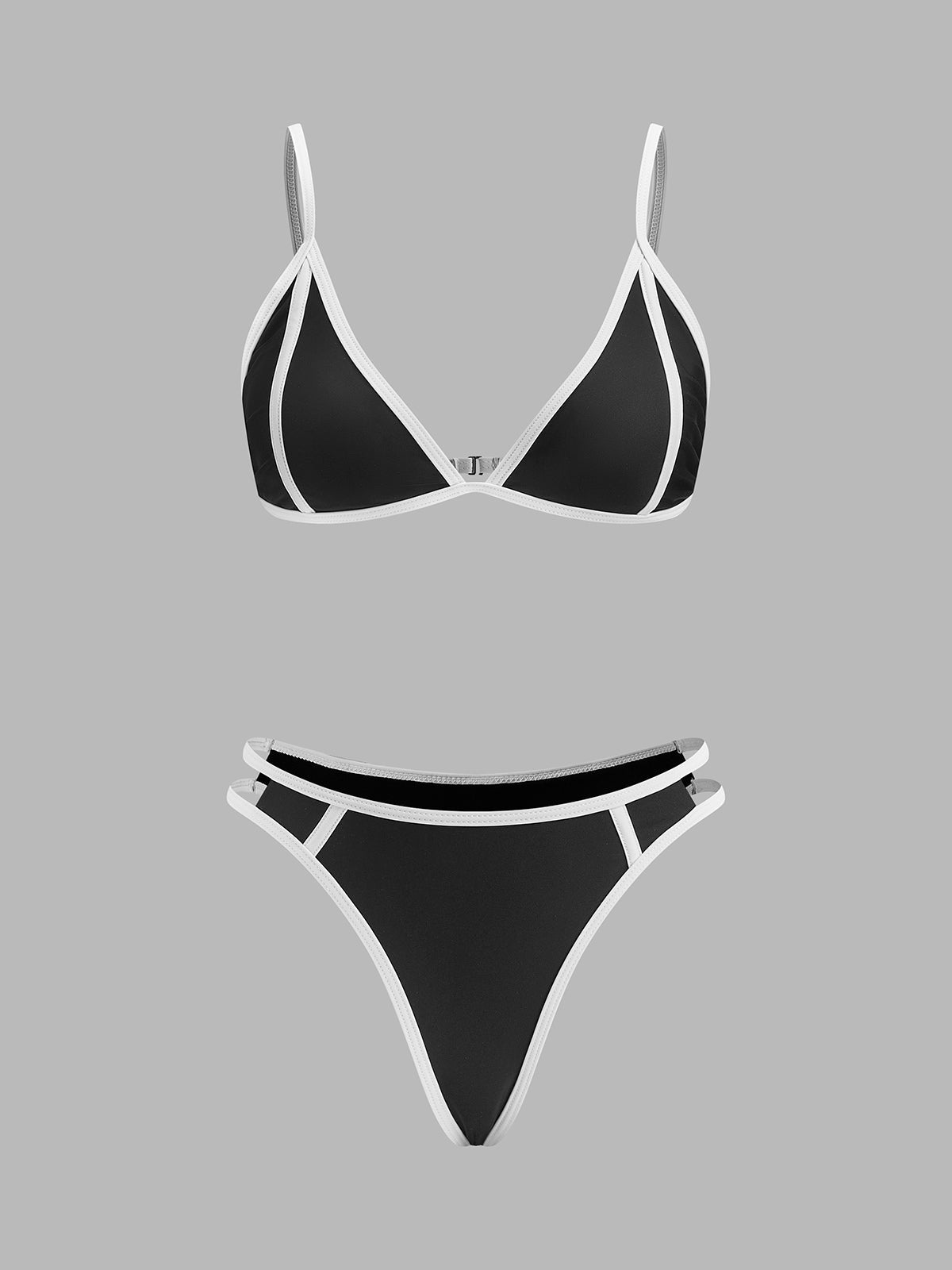 Kontrast Kenar Detaylı Bikini Takımı Siyah
