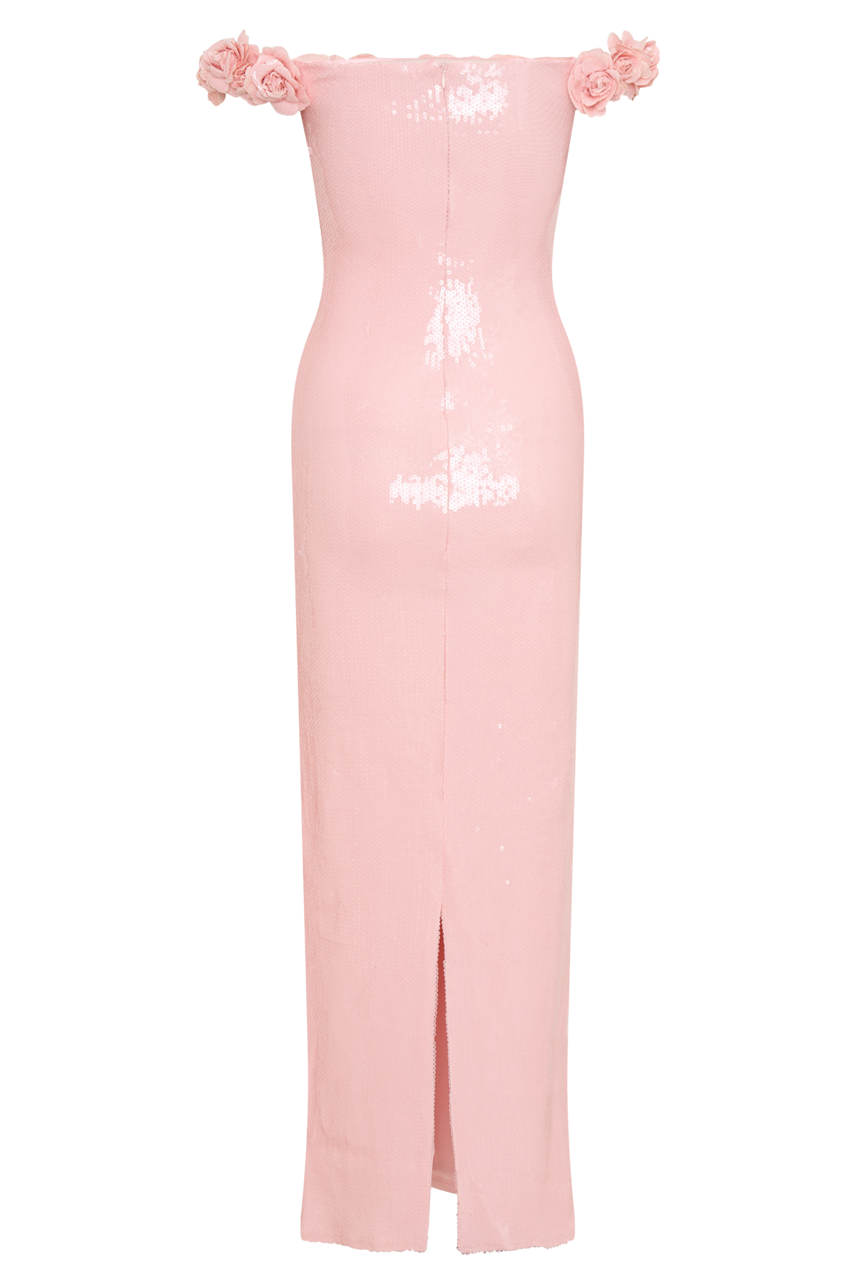 Carrie Pullu Gül Uzun Elbise - Soluk Pembe