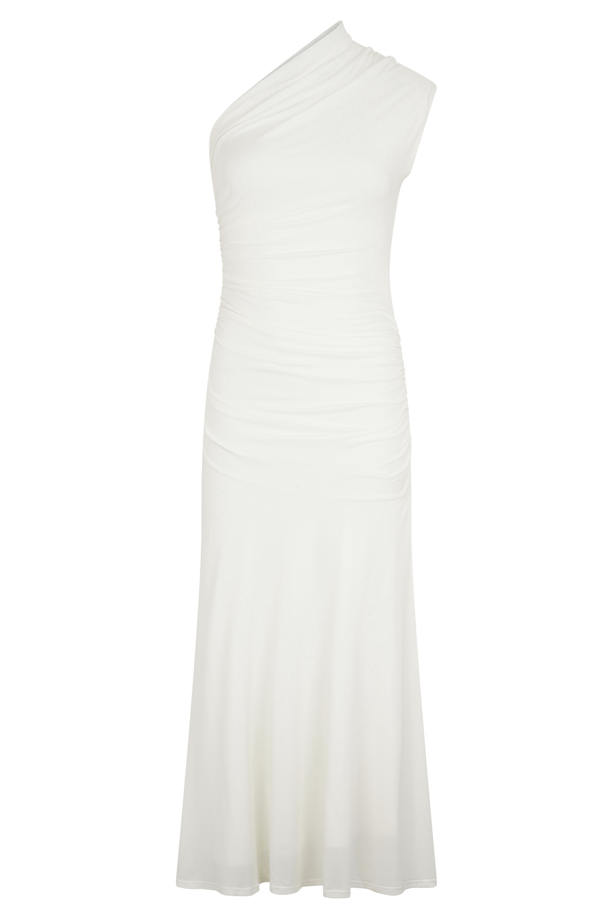 Chloe Şeftali Jersey Tek Omuz Midi Elbise - Fildişi