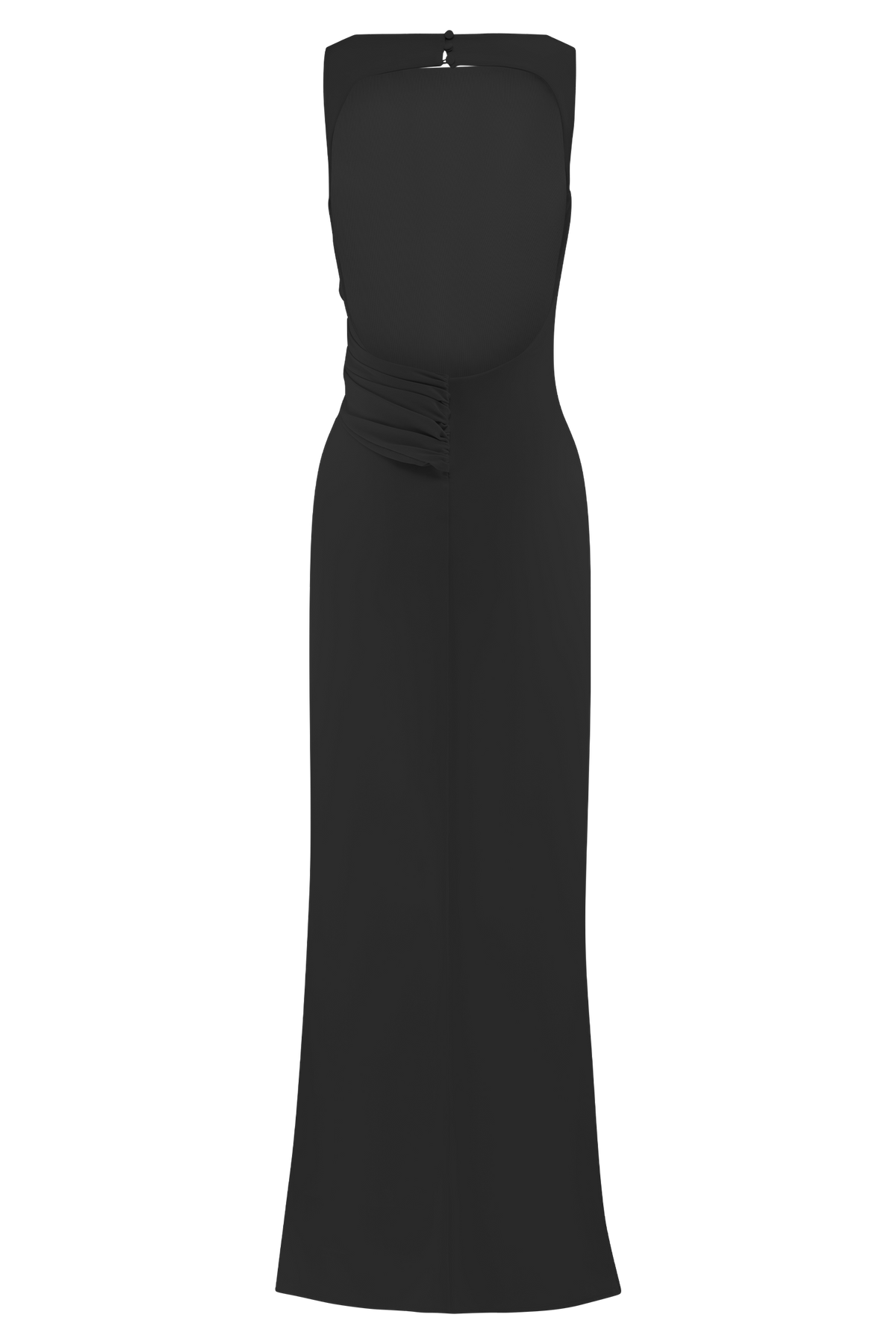 Henley Slinky Drape Maxi Elbise - Siyah