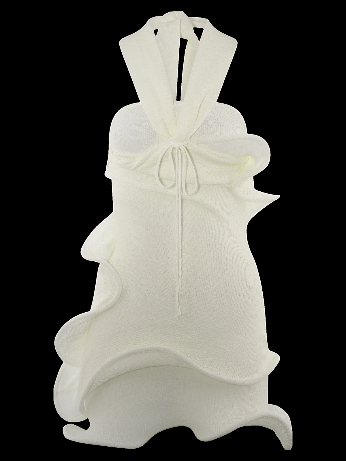 Caprice Beyaz Halter Yaka Triko Mini Elbise