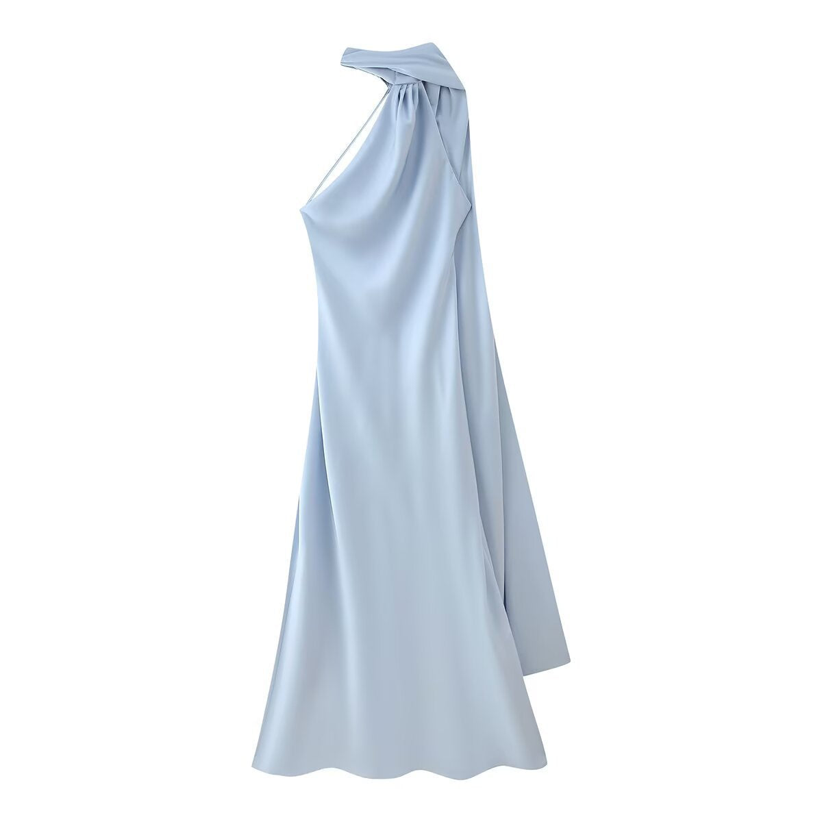 Sırtı Açık Saten Halter Abiye Elbise