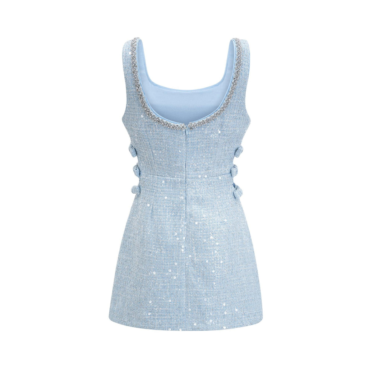 "Manon Charm" Açık Mavi Işıltılı Tweed Mini Elbise