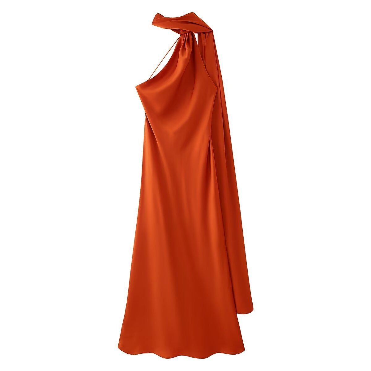 Sırtı Açık Saten Halter Abiye Elbise