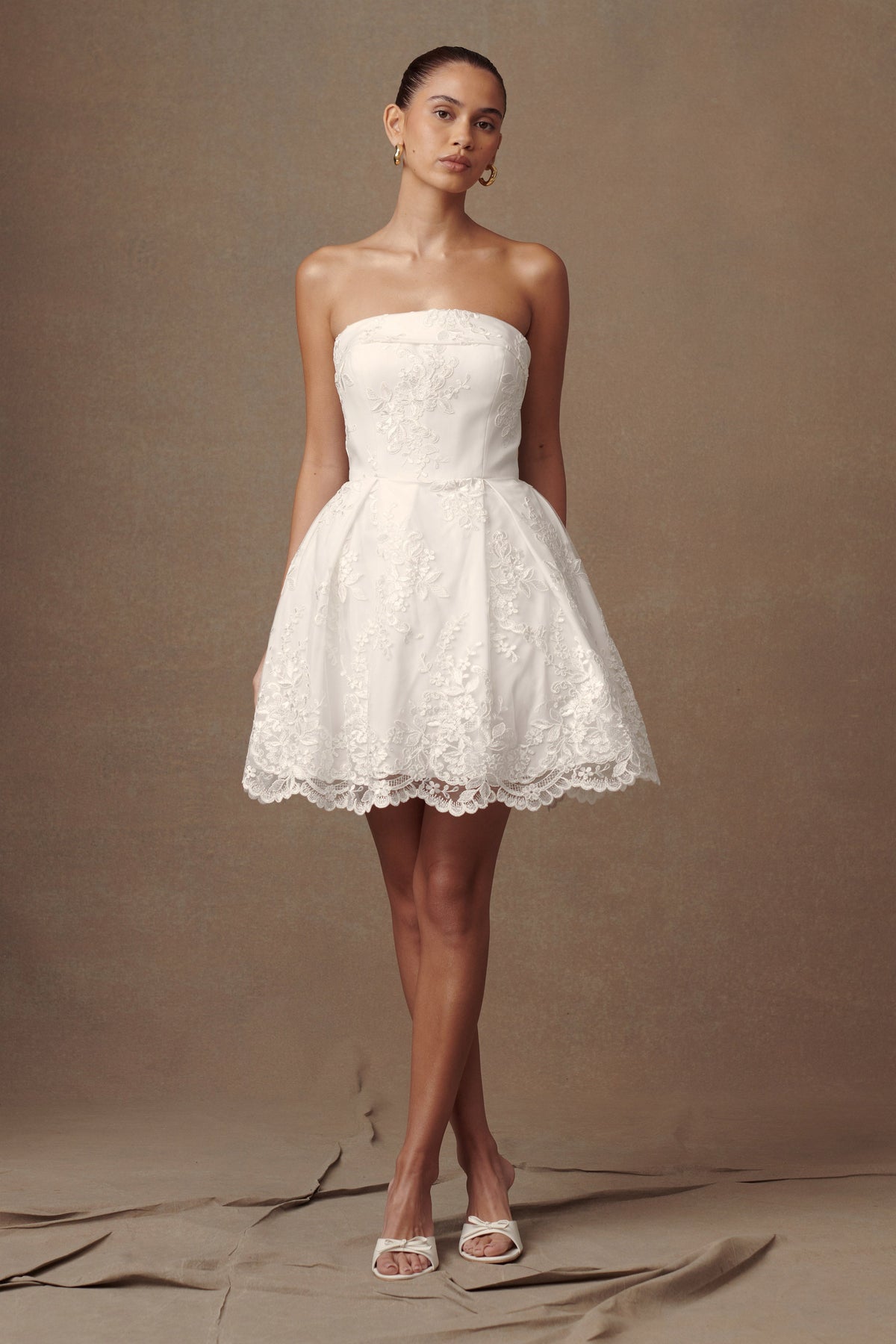 Eileen Dantel Mini Elbise - Beyaz
