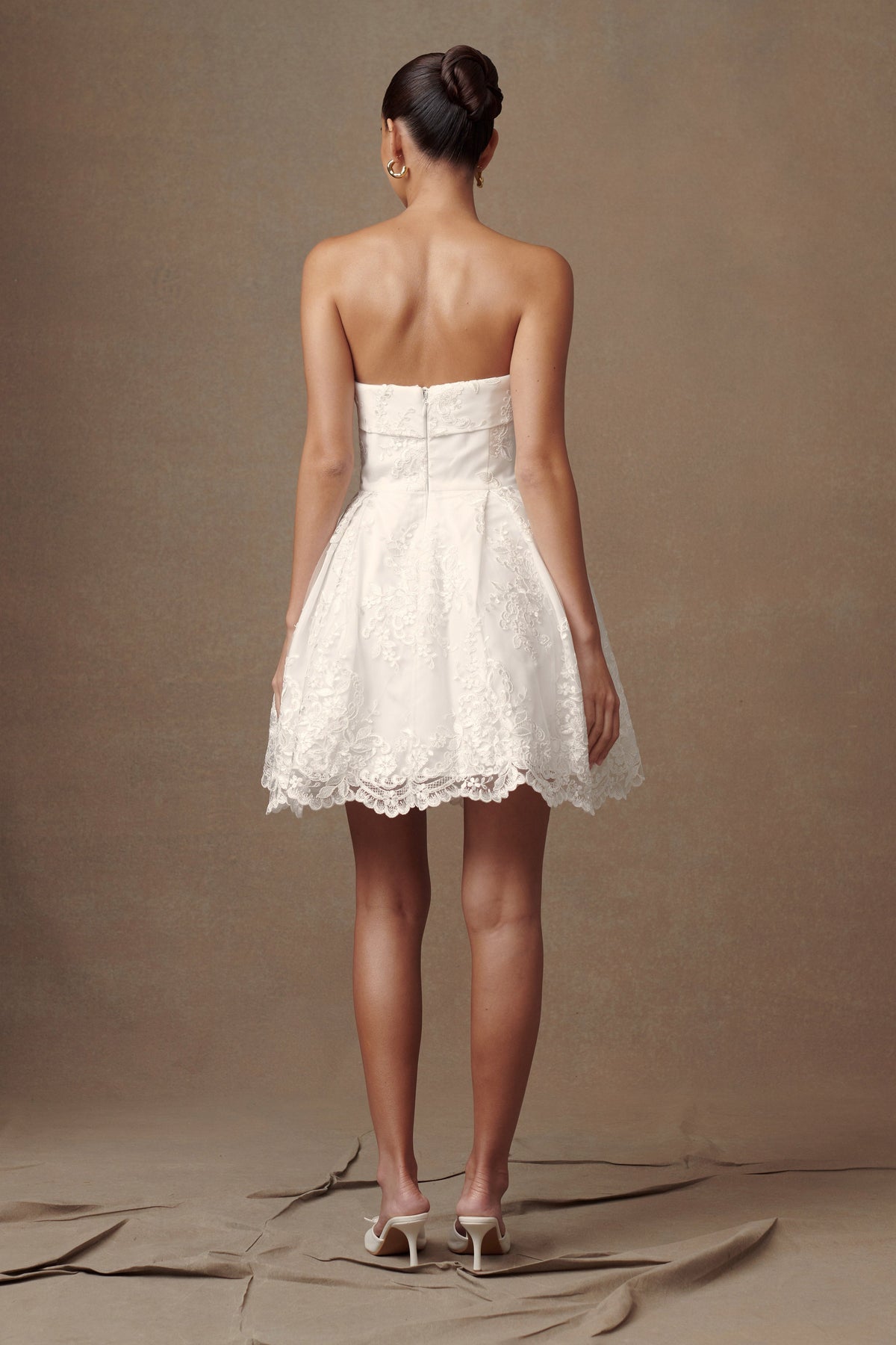 Eileen Dantel Mini Elbise - Beyaz