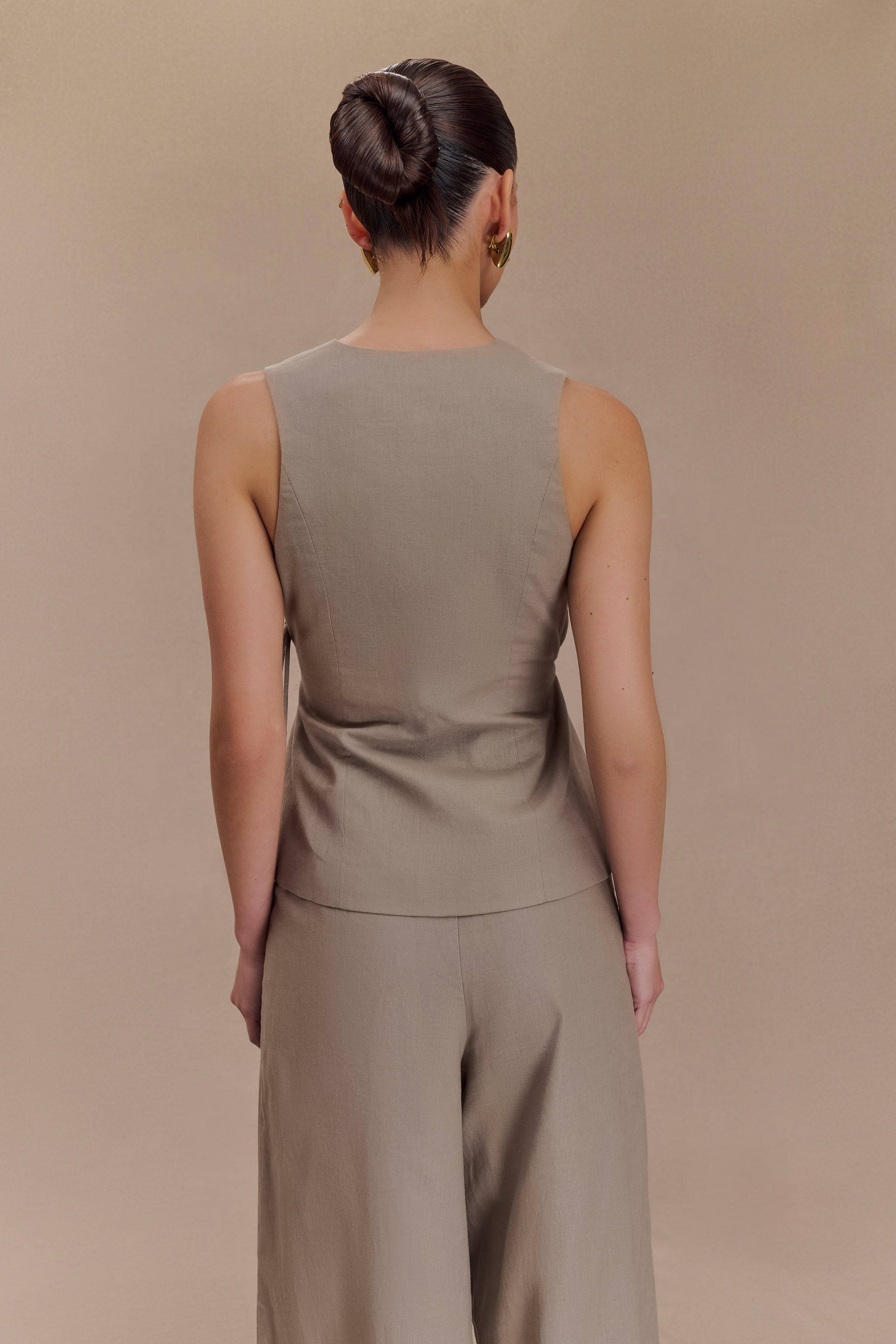 Brandi Keten Kolsuz Anvelop Üst - Pebble