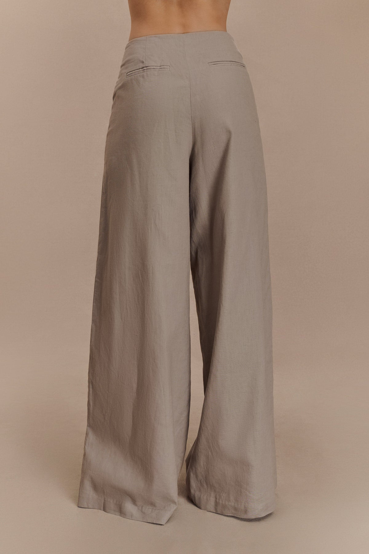 Brandi Keten Düz Paça Pantolon - Çakıl Taşı