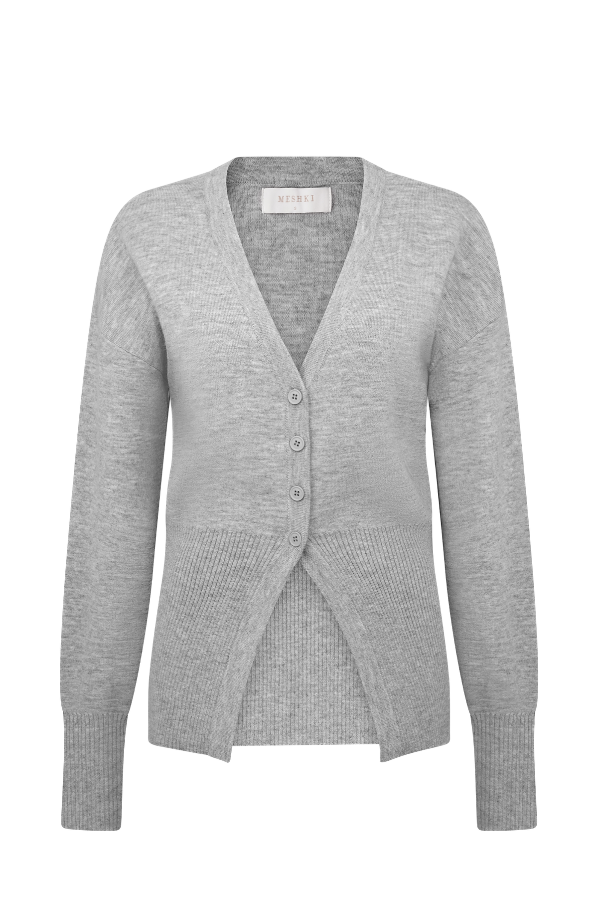 Alexia Düğmeli Oversize Hırka - Gri Marle