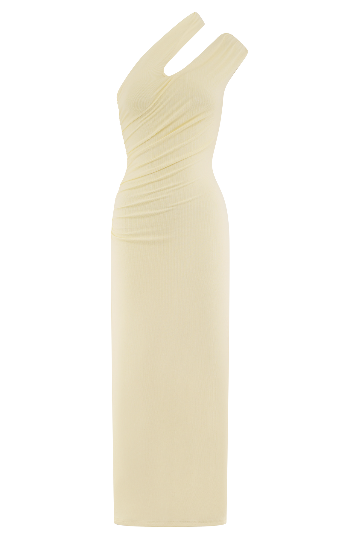 Anastasia Tek Omuz Modal Midi Elbise - Soluk Limon