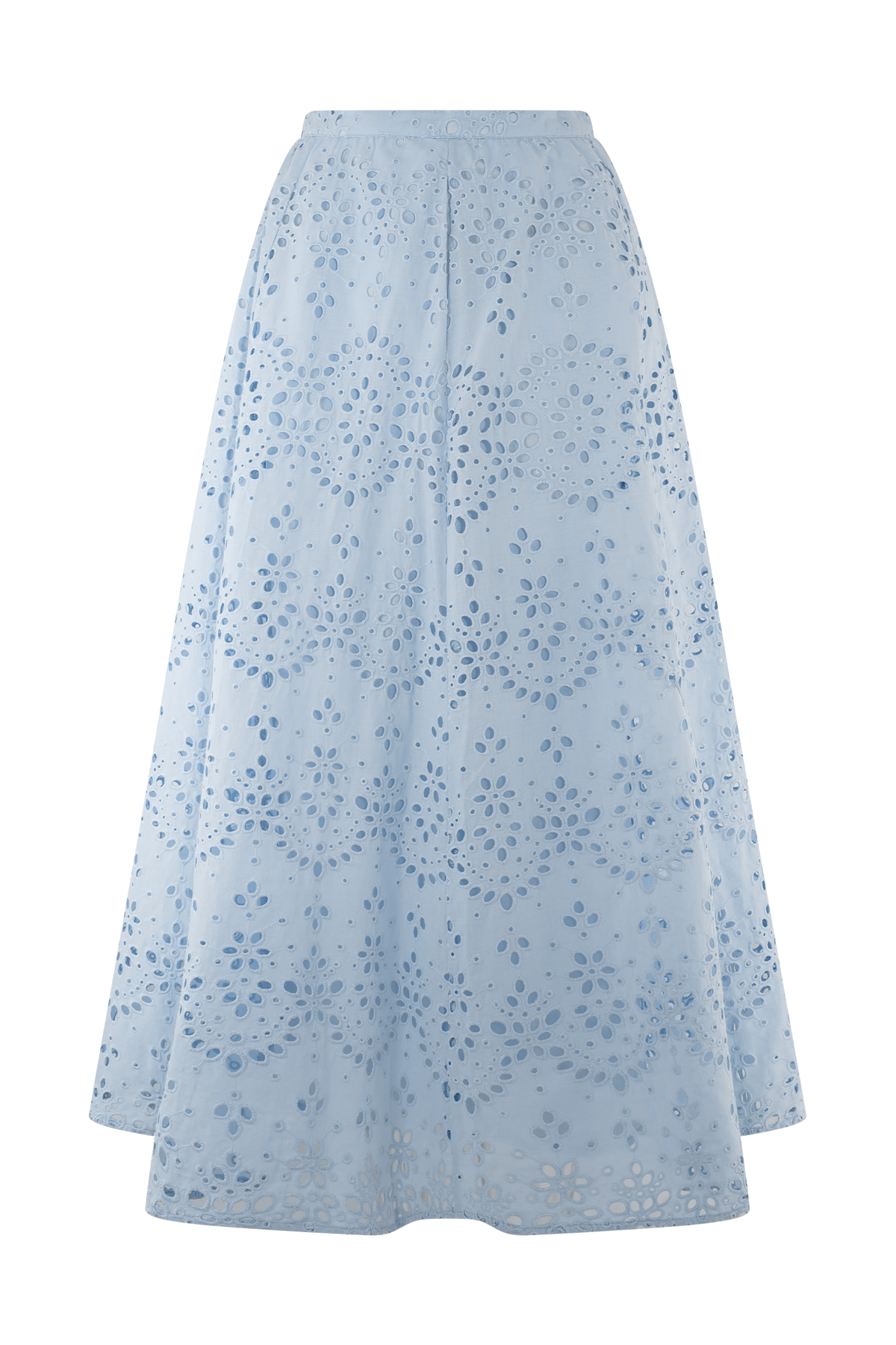 Arla Broderie Midi Etek - Soluk Peygamber Çiçeği Mavisi