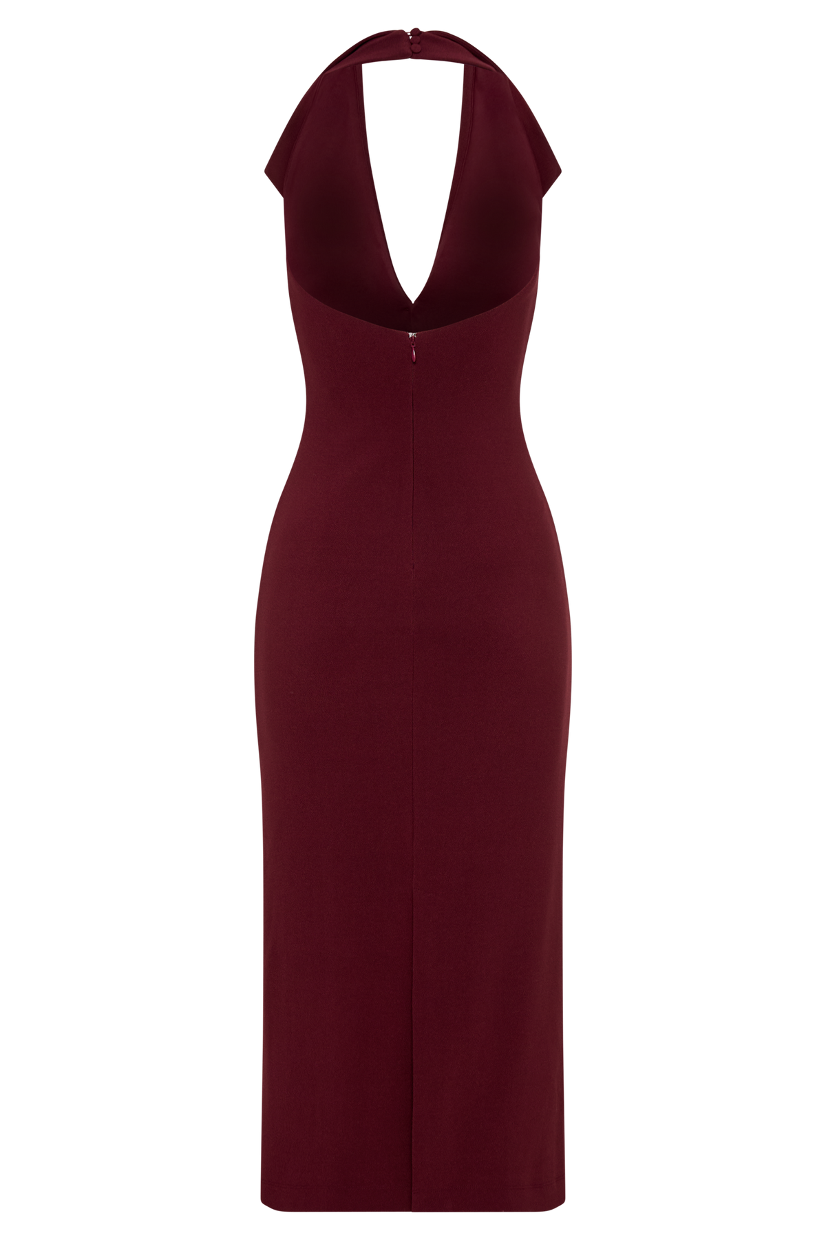 Annita Krep Boyundan Bağlamalı Midi Elbise - Merlot