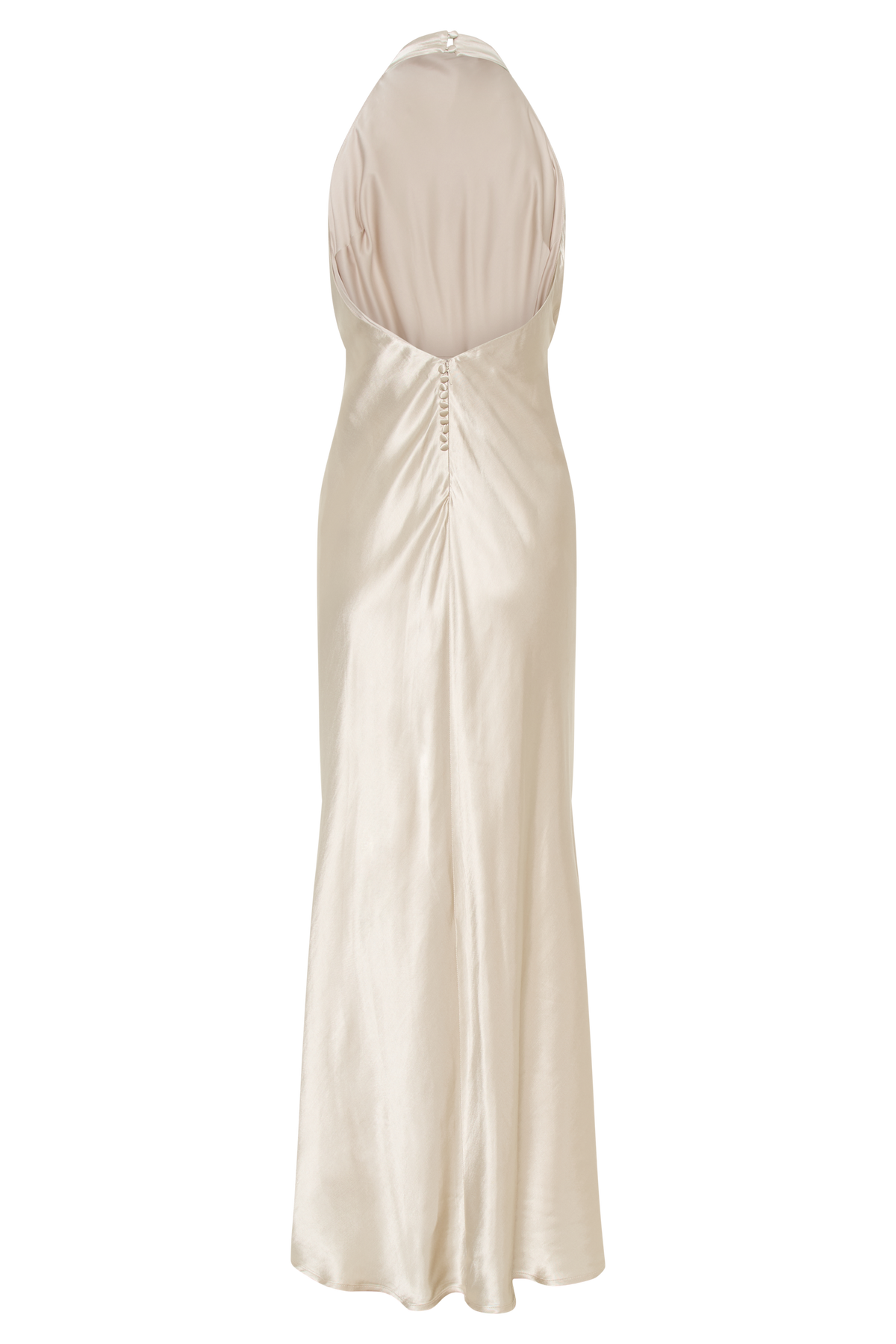 Esther Yanardöner Saten Cowl Maxi Elbise - Altın