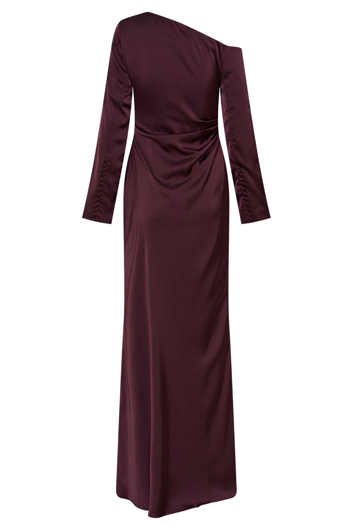 Avery Uzun Kollu Maxi Elbise - Mürdüm