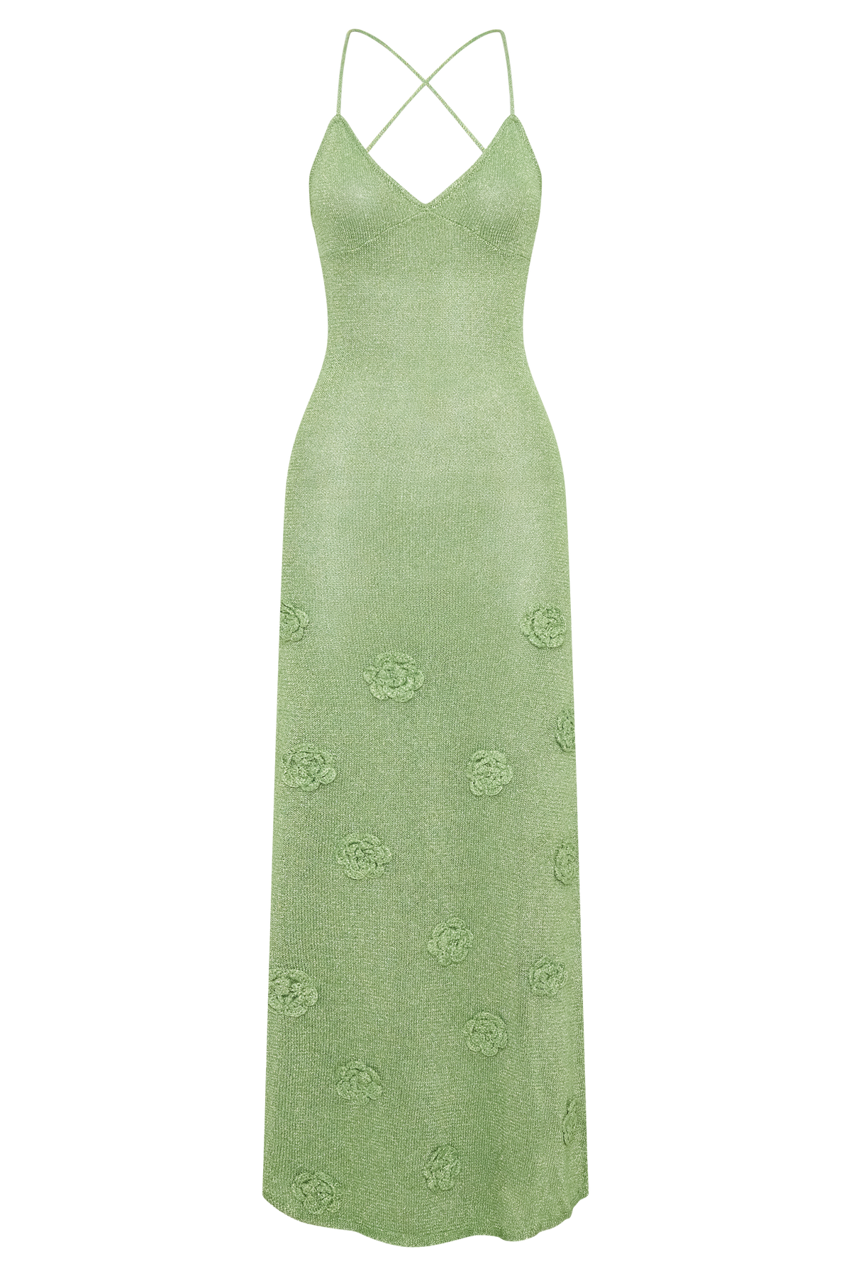 Suki Metalik Örgü Maxi Elbise - Pastel Yeşil