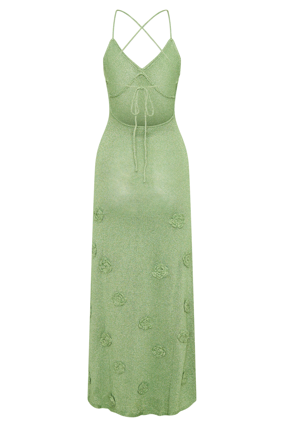 Suki Metalik Örgü Maxi Elbise - Pastel Yeşil