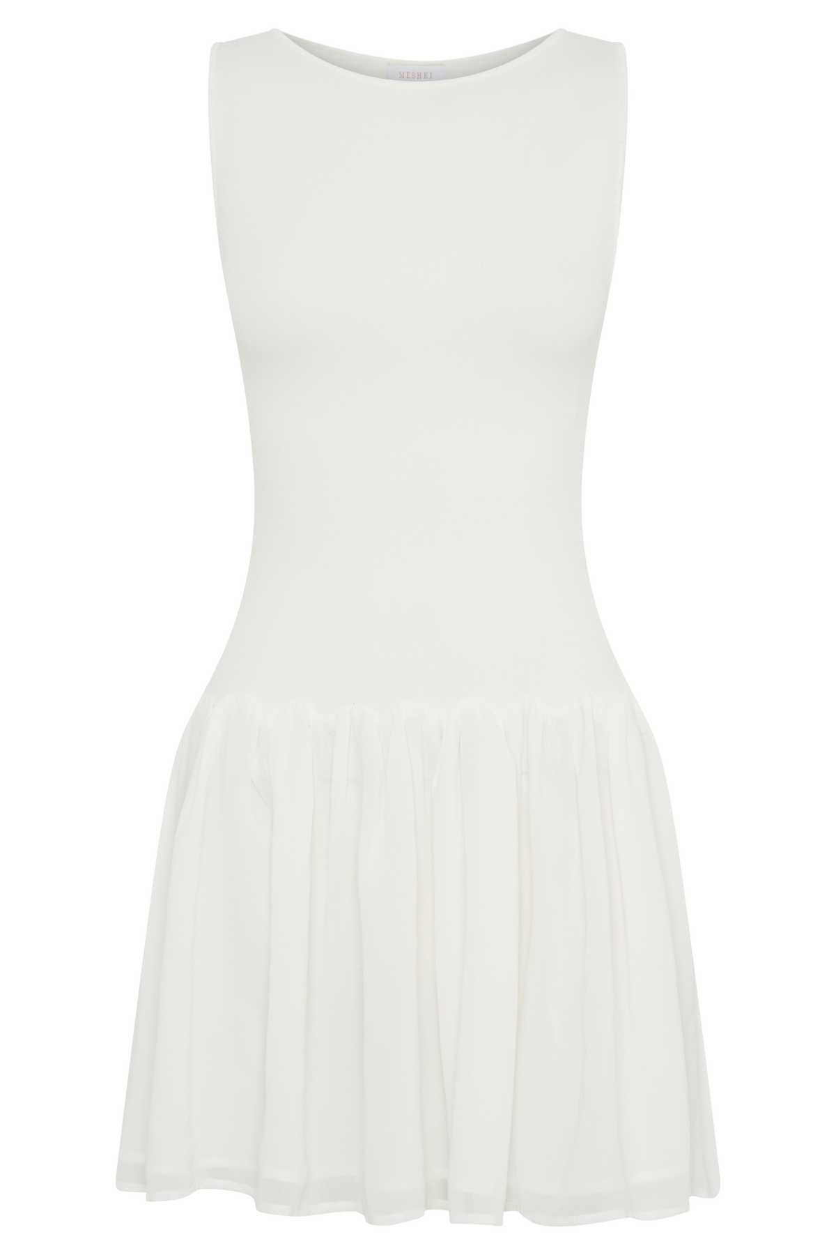 Ashleigh Örgü Ve Şifon Mini Elbise - Fildişi
