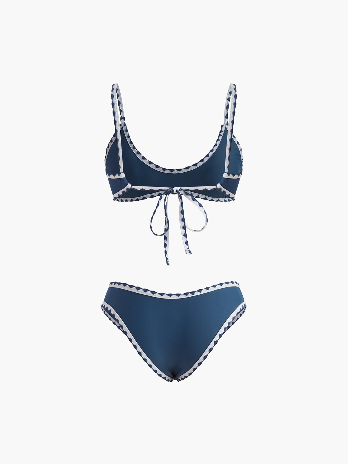 Kontrast Kesimli Düğümlü Bikini Takımı Lacivert