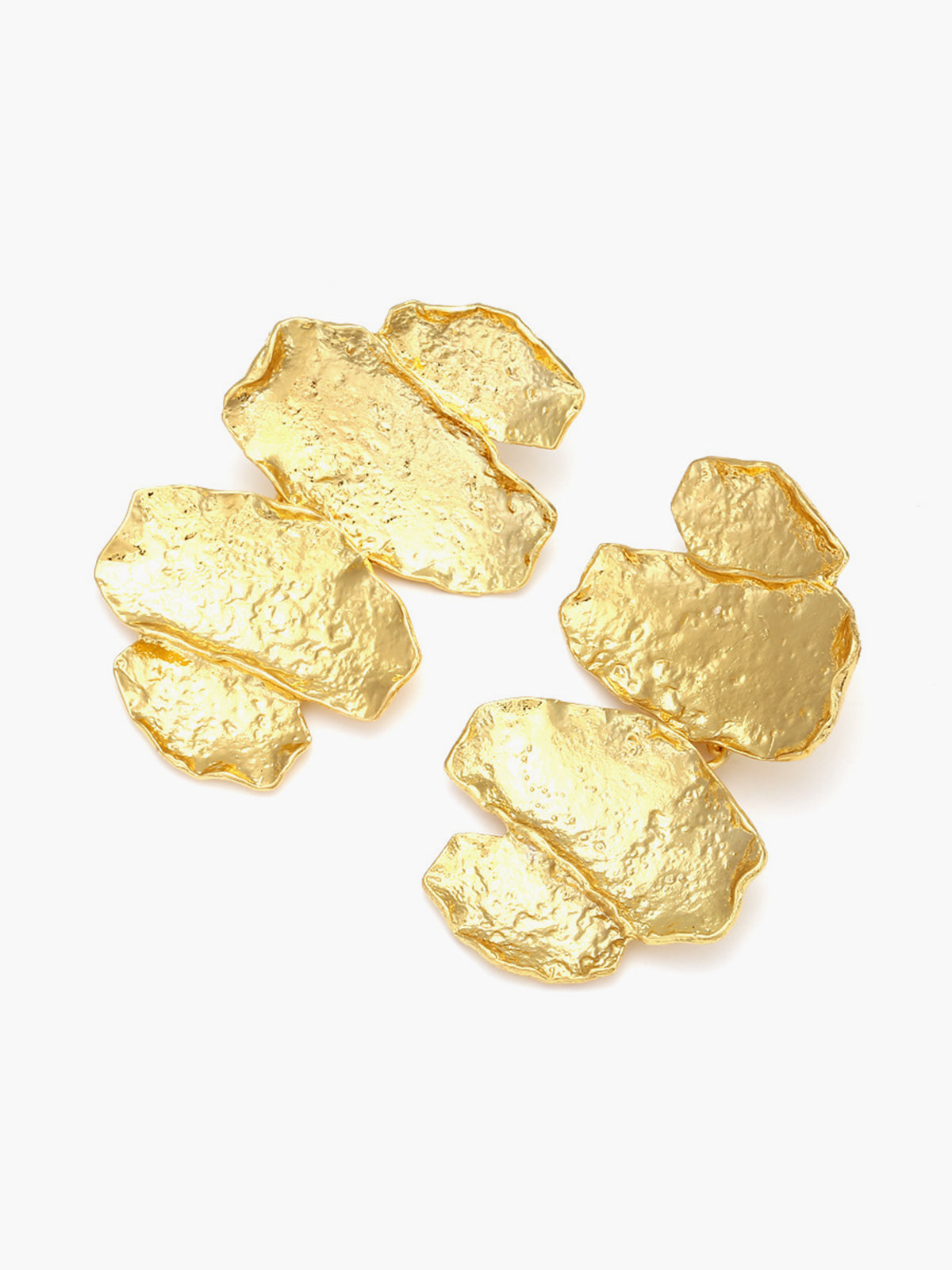 Düzensiz Altın Yaprak Damla Küpe Gold