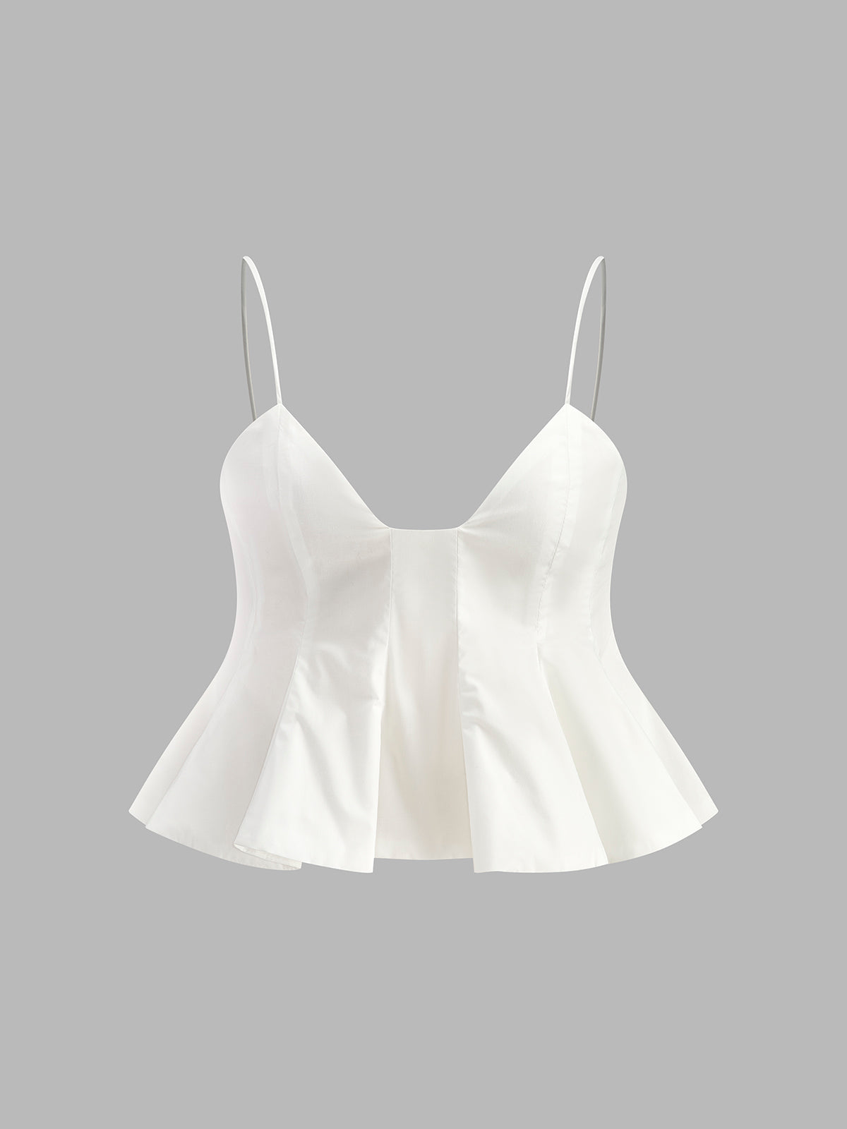Peplum Spagetti Askılı Bluz Beyaz Gizli Fermuarlı
