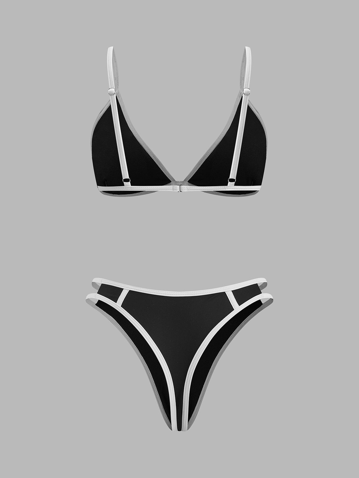Kontrast Kenar Detaylı Bikini Takımı Siyah