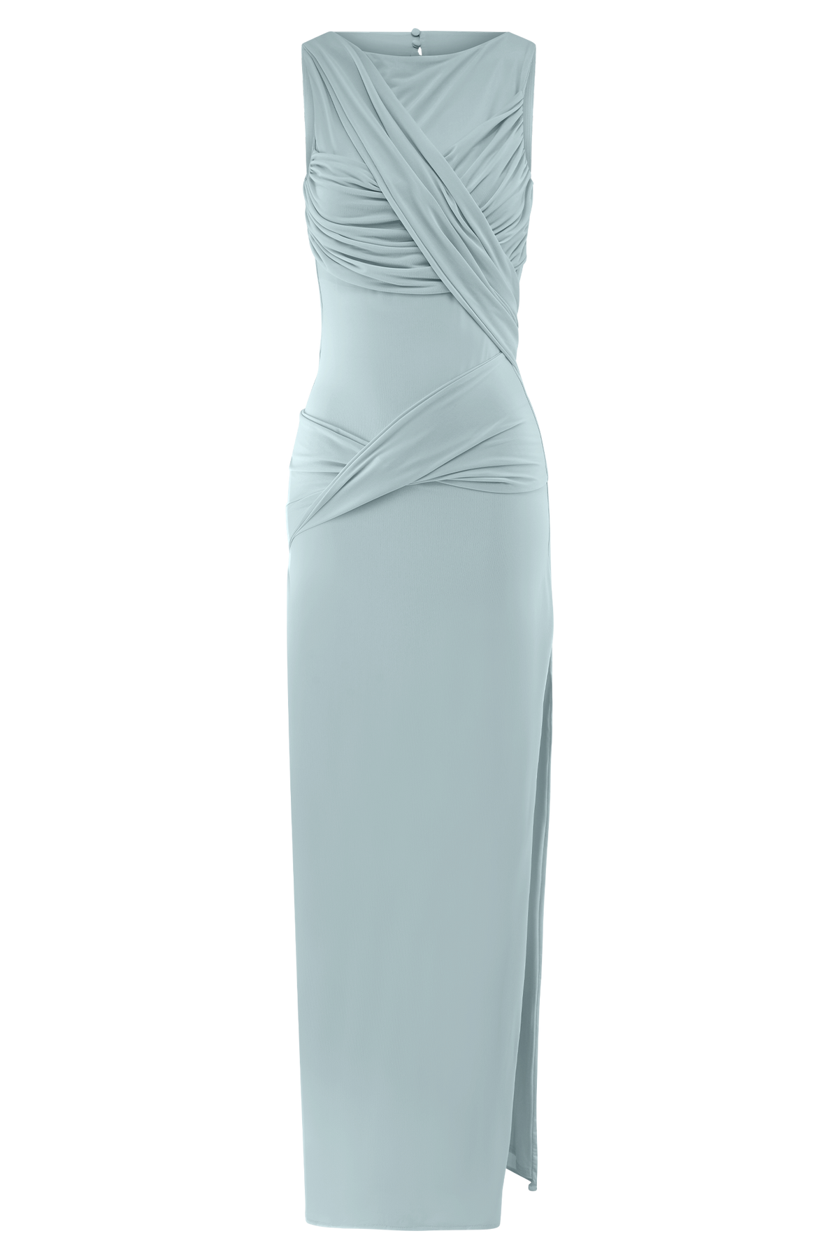Henley Slinky Drape Maxi Elbise - Soluk Mavi