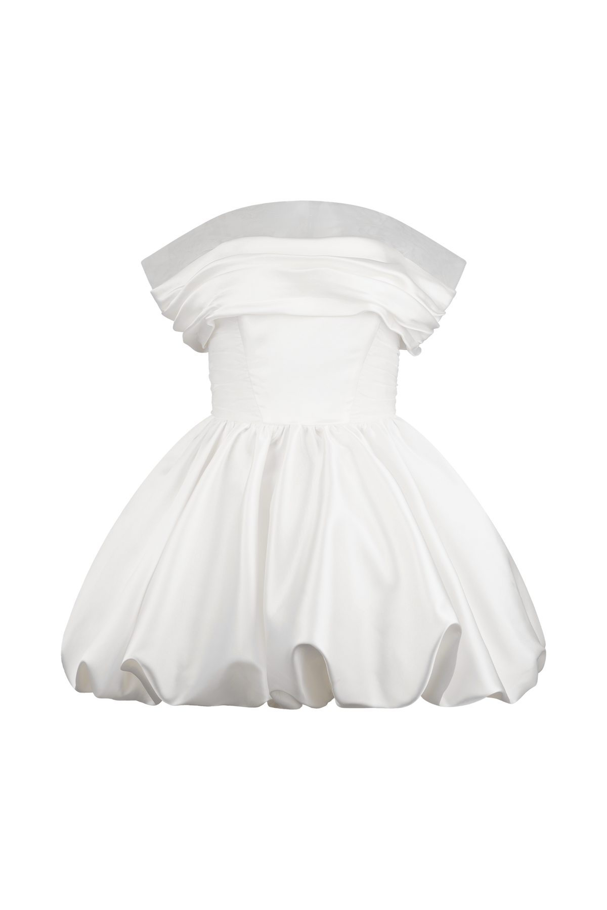 Lauretta Düşük Omuz Mini Elbise - Beyaz