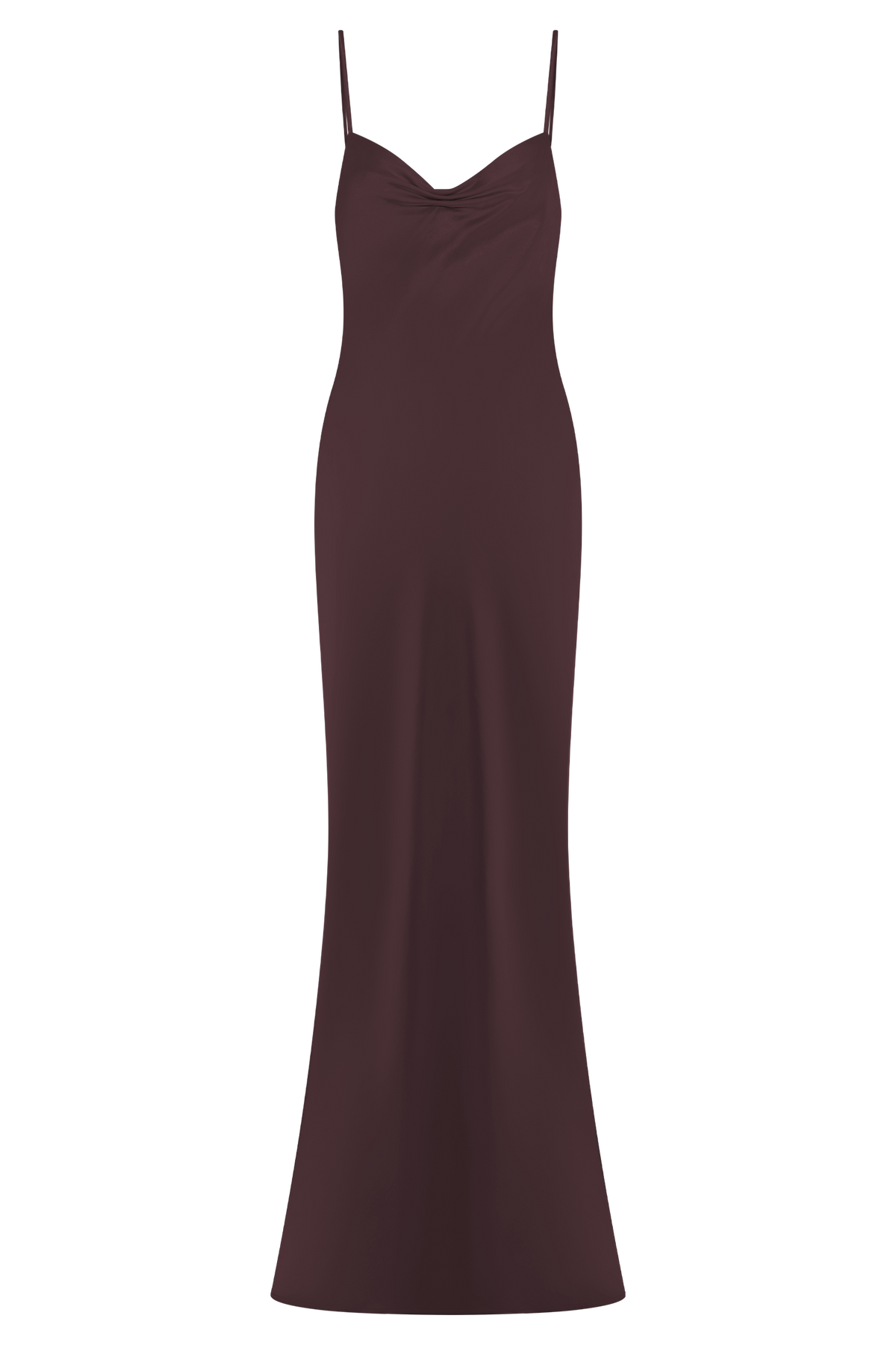 Lilly Sweetheart Saten Maxi Elbise - Bitter Çikolata