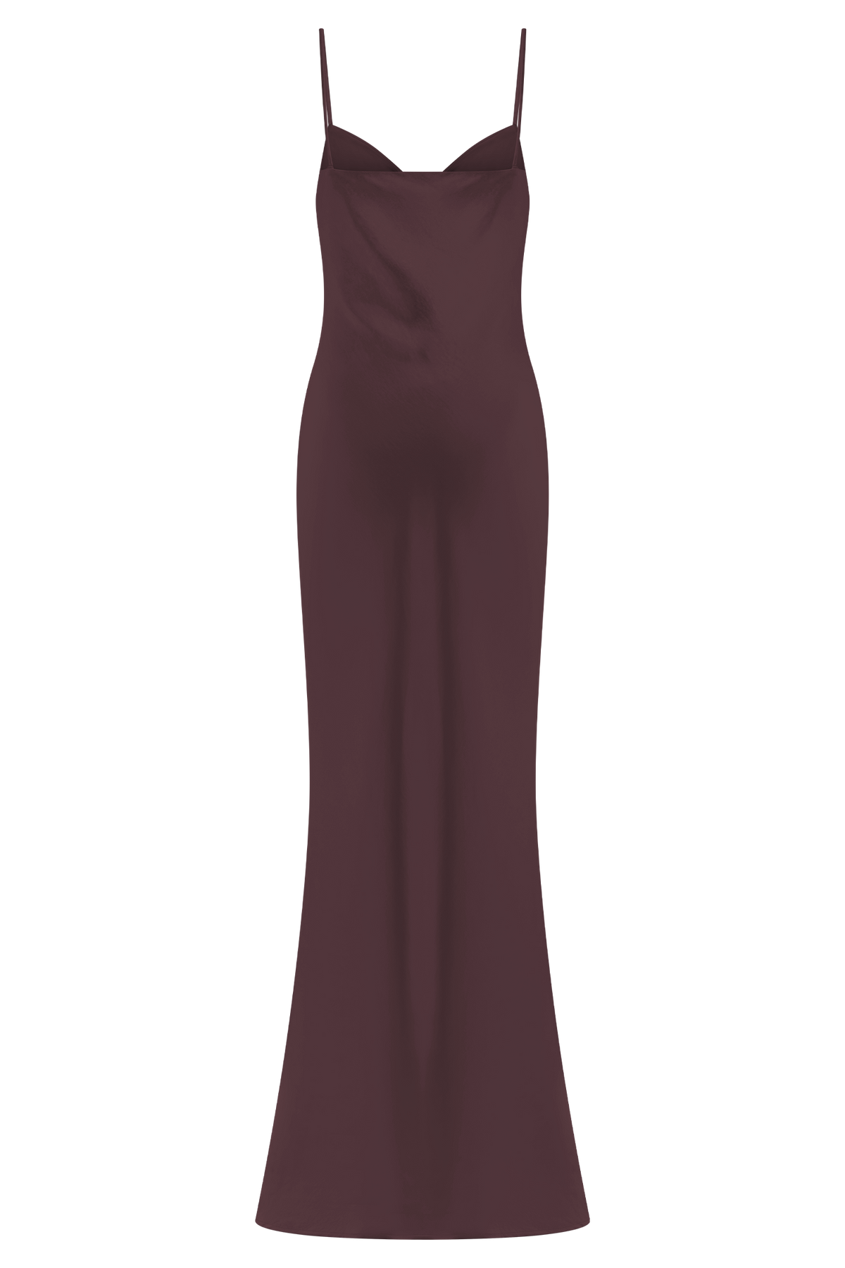 Lilly Sweetheart Saten Maxi Elbise - Bitter Çikolata