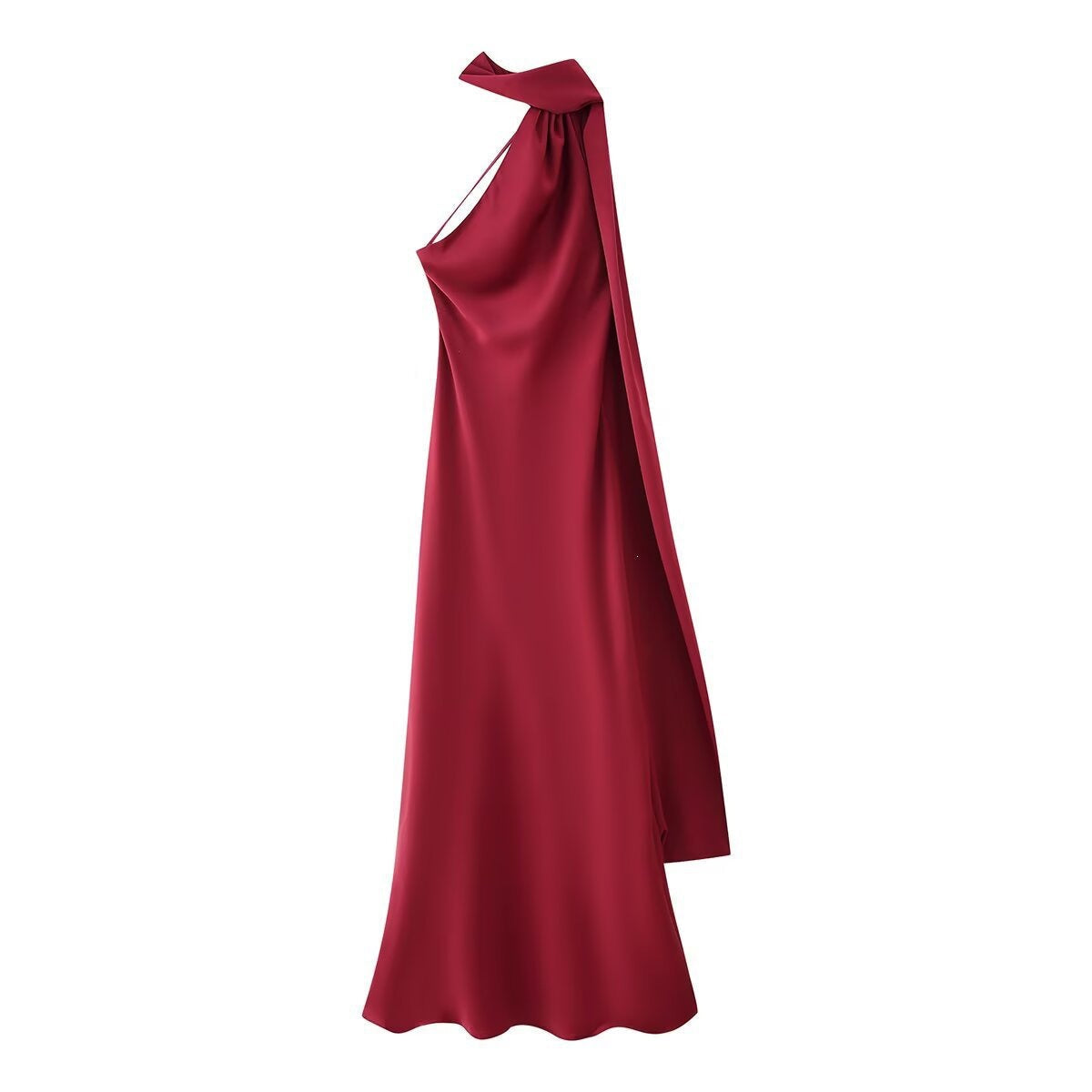 Sırtı Açık Saten Halter Abiye Elbise