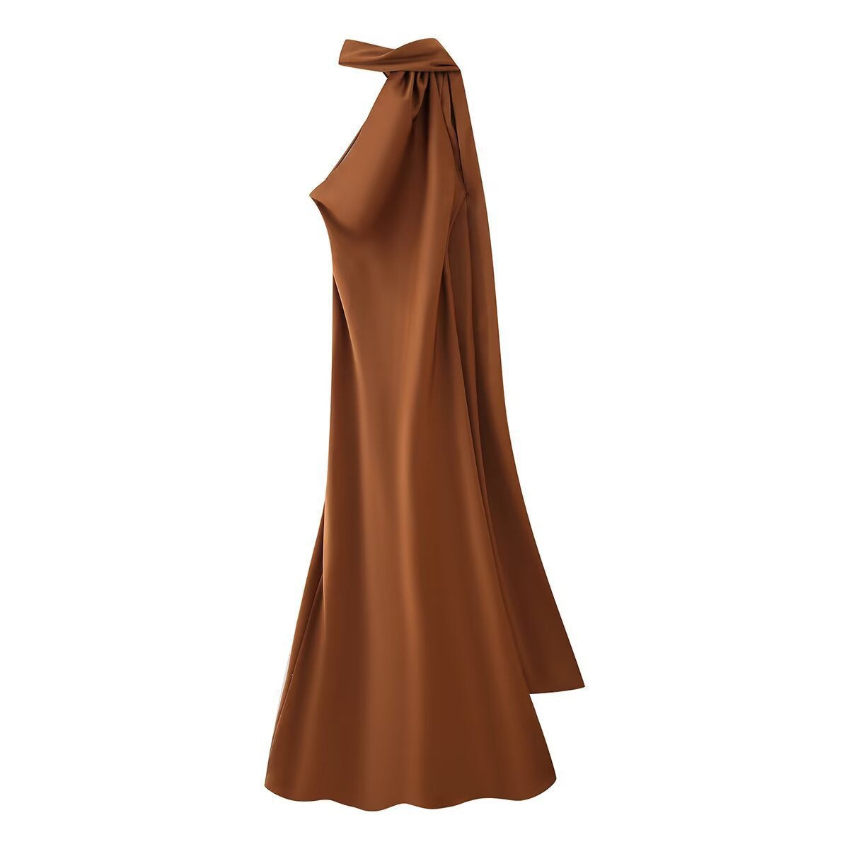 Sırtı Açık Saten Halter Abiye Elbise