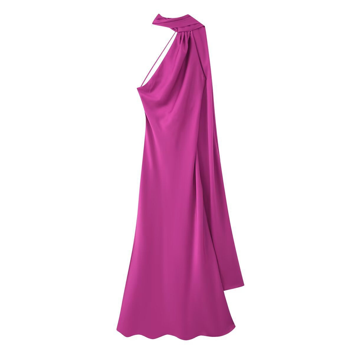 Sırtı Açık Saten Halter Abiye Elbise