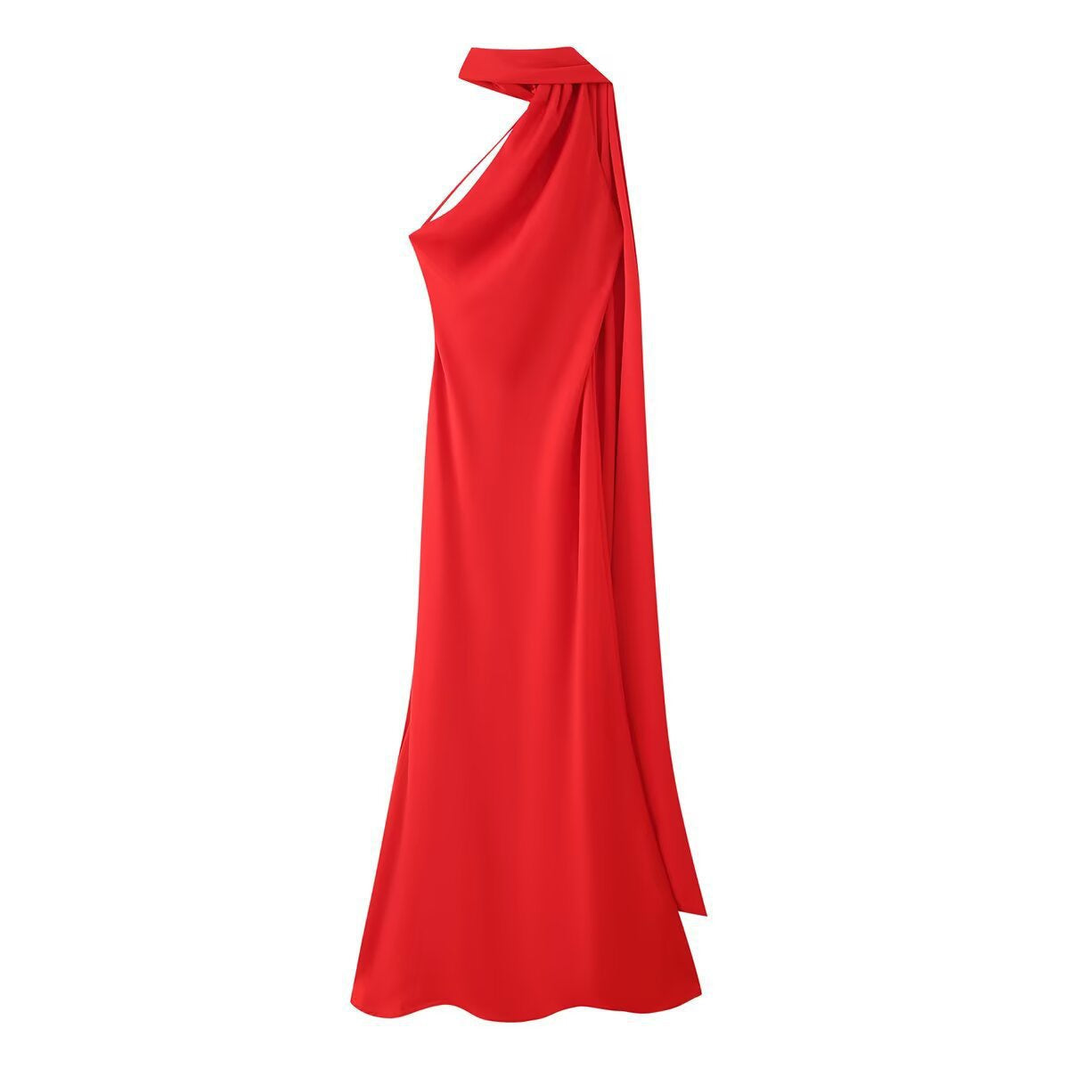 Sırtı Açık Saten Halter Abiye Elbise