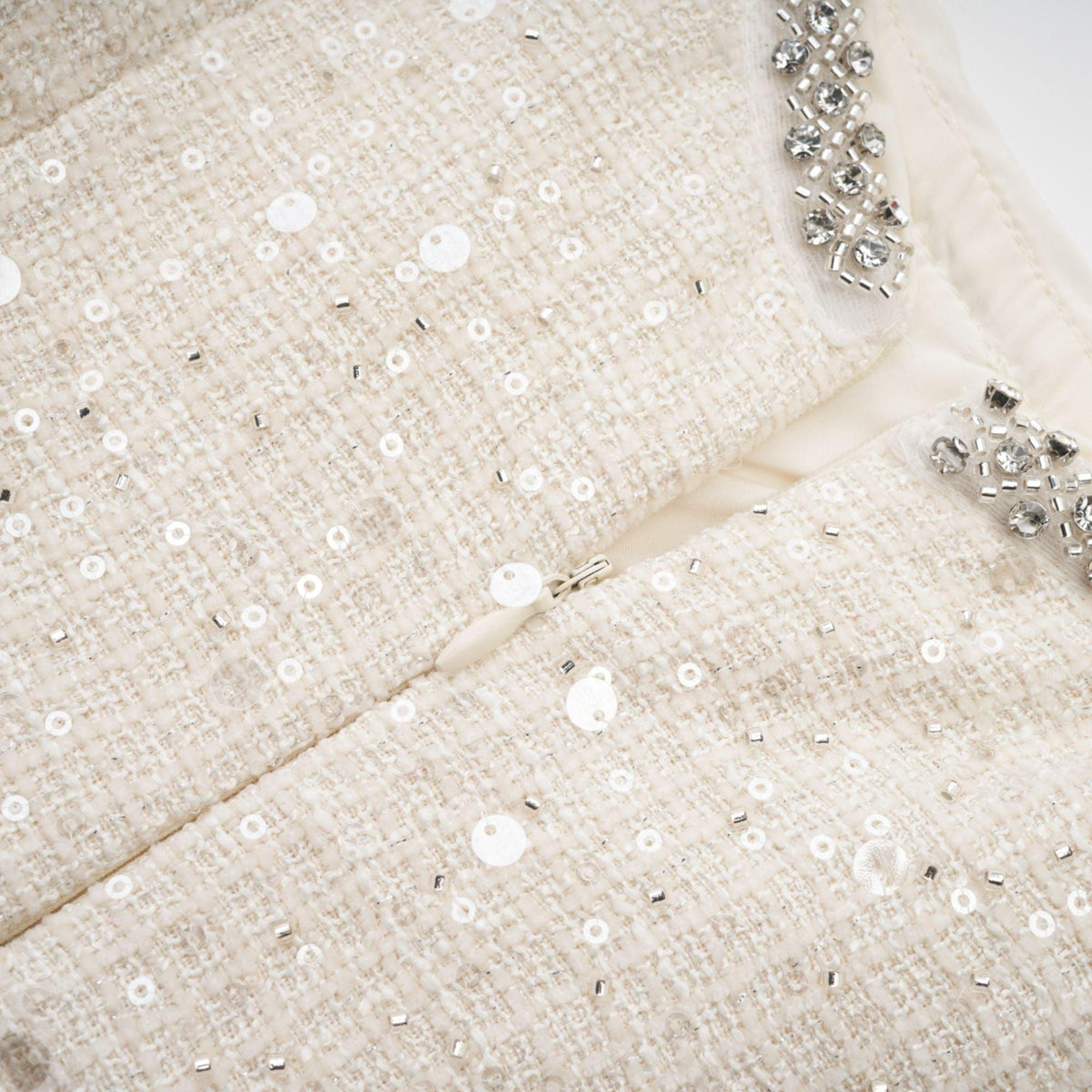 "Manon Charm" Açık Mavi Işıltılı Tweed Mini Elbise