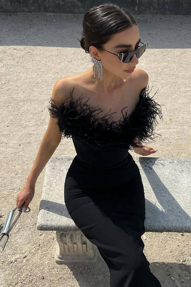 Veronica Tüy Detaylı Straplez Maxi Elbise